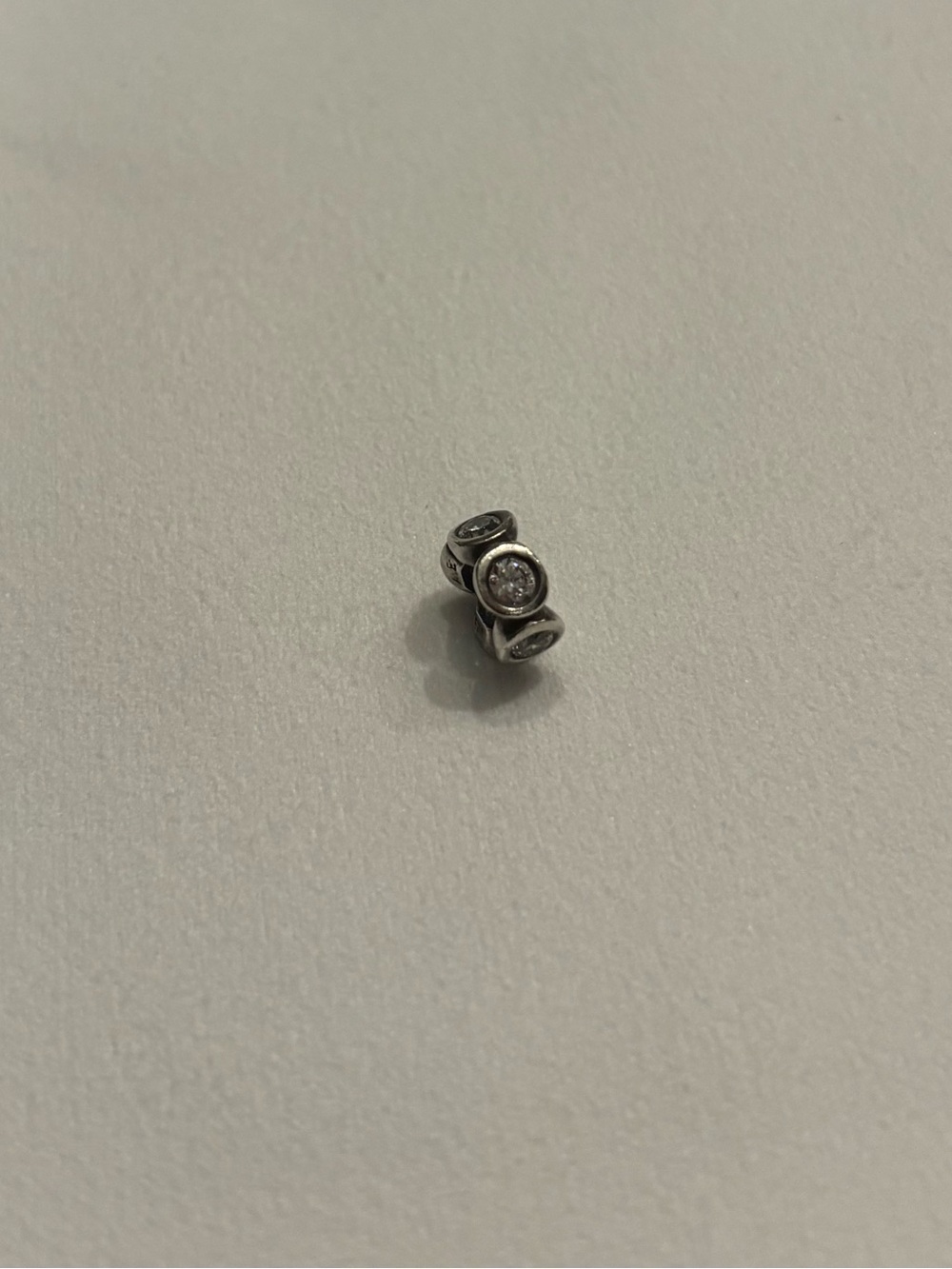 Pandora Silver Spacer Charm with Clear Stones
